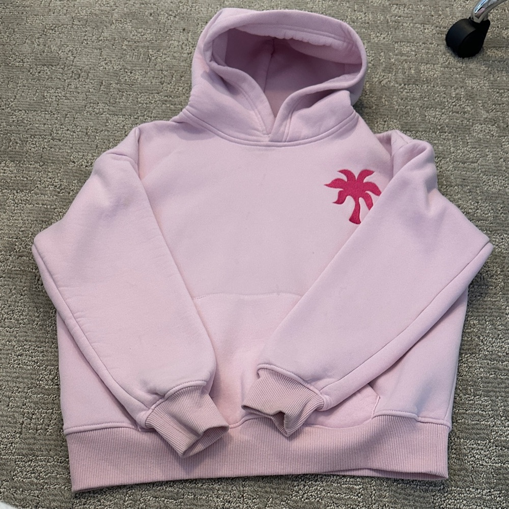Light Pink -Pink Palm Puff Hoodie XXS